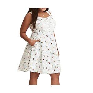 Torrid Dress 14 White Tank Midi Bambi Novelty Retro Disney Pinup Feminine Boho